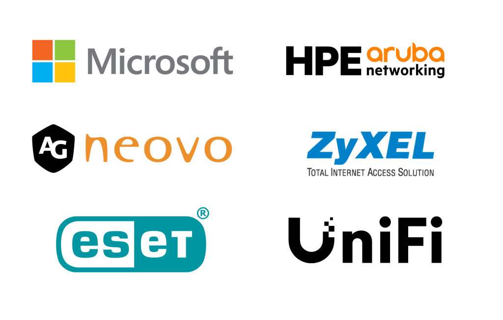Logo Microsoft HPE Zyxel Neovo Eset Unifi